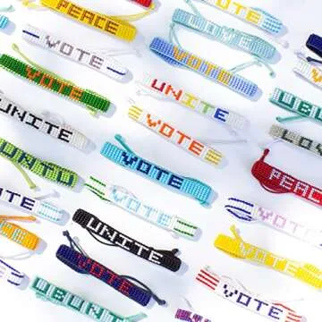 Ubuntu Life Beaded Woven LOVE Bracelet – Handmade Glass Bead Bracelet with Slide Closure, Made from Vegan Materials, Bracelets for Women and Men (Red/White)