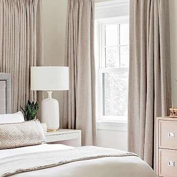 MIULEE Blackout Curtains for Bedroom Linen Texture Thermal Insulated Natural Khaki Grommet Room Dark...