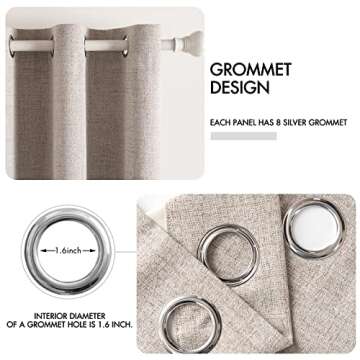 MIULEE Blackout Curtains for Bedroom Linen Texture Thermal Insulated Natural Khaki Grommet Room Darkening Curtains & Drapes Luxury Decor for Living Room Nursery 52 x 90 Inch (2 Panels)