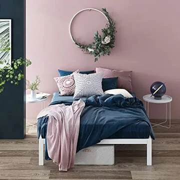 ZINUS Mia Metal Platform Bed Frame Wood Slat Support, No Box Spring Needed, Easy Assembly, Full, White