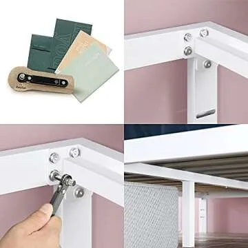 ZINUS Mia Metal Platform Bed Frame Wood Slat Support, No Box Spring Needed, Easy Assembly, Full, White