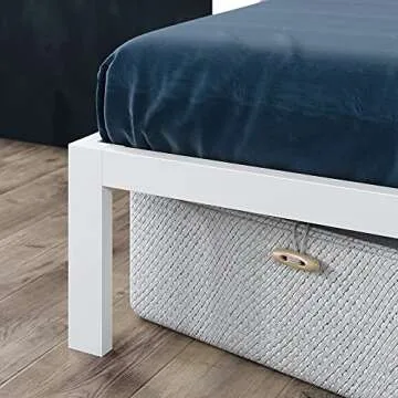 ZINUS Mia Metal Platform Bed Frame Wood Slat Support, No Box Spring Needed, Easy Assembly, Full, White