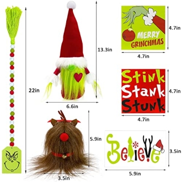Adorable Christmas Decor Set with Gnomes and Beaded Garland