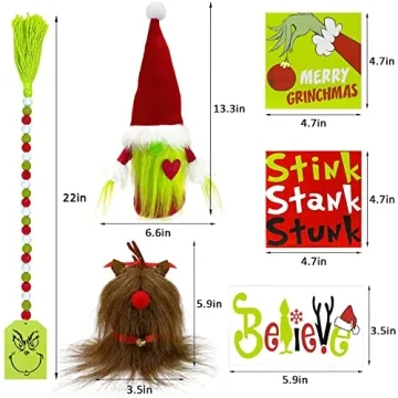 Adorable Christmas Decor Set with Gnomes and Beaded Garland