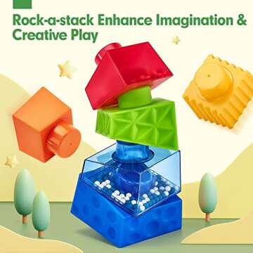 Toddler Montessori Toys for 1-Year-Old Boys Girls 6 Pcs Sensory Stacking Blocks Baby Toys for 12-18 ...
