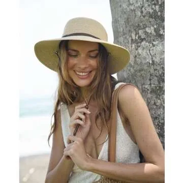 FURTALK Womens Wide Brim Sun Hat with Wind Lanyard UPF Summer Straw Sun Hats for Women