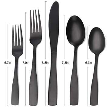 Matte Black Silverware Set, Satin Finish 30-Piece Stainless Steel Flatware set, Tableware Cutlery Se...