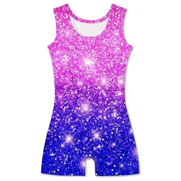TUONROAD Gymnastics Leotards for Girls Colorful Pink Blue Sequin Printed 5t Size 5-6 Years Old Dance...