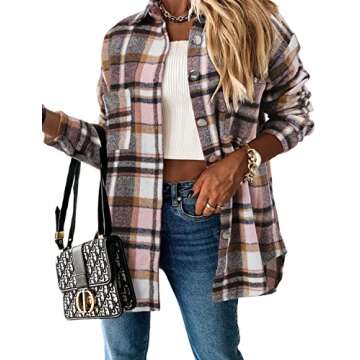 StunShow Women's Casual Plaid Facecloth Shirt Jacket - Stylish Comfort