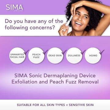 SIMA Dermaplaning Tool for Flawless Skin - 2 in 1 System - 3 Speeds