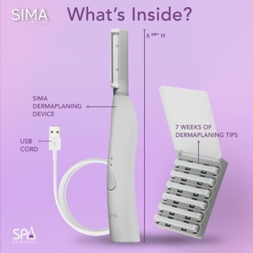 SIMA Dermaplaning Tool for Flawless Skin - 2 in 1 System - 3 Speeds