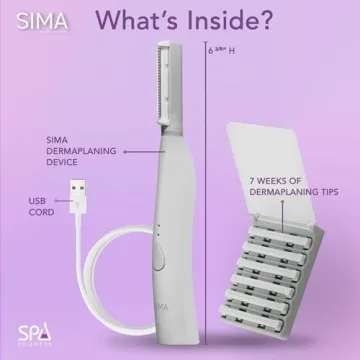 SIMA Dermaplaning Tool for Flawless Skin - 2 in 1 System - 3 Speeds