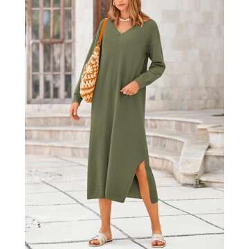 BTFBM Women Fall Sweater Dress Casual V Neck Long Sleeve Slit Knit Oversized Maternity Sweaters Maxi Dresses 2025 Winter