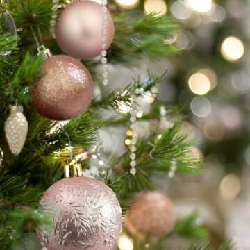 KI Store Rose Gold Christmas Balls 34pcs for Tree Decor