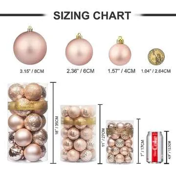 KI Store Rose Gold Christmas Balls 34pcs for Tree Decor
