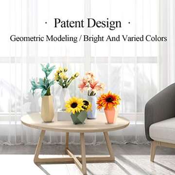 Geometric Silicone Flower Vase Set for Children Flower Arrangement, Modern Decorative Flower Vase fo...