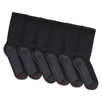 Hanes Men's 6-pair Max Cushion Crew Socks - Black/Grey Comfort