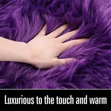 LOCHAS Soft Fluffy Faux Fur Rugs for Bedroom Bedside Rug 4x6, Washable Furry Area Rug Carpet for Living Room Dorm Floor, Durable Faux Throw Carpets, Purple