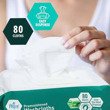 MED PRIDE Disposable Washcloths for Sensitive Skin - 80 Pack