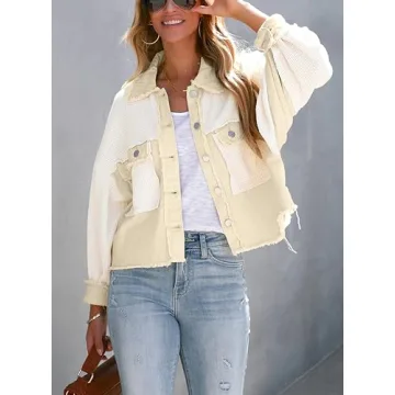 Chouyatou Women's Cropped Waffle Knit Jacket for Fall Style