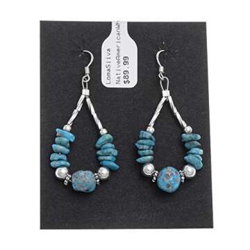 Authentic Navajo Dangle Earrings with Natural Turquoise