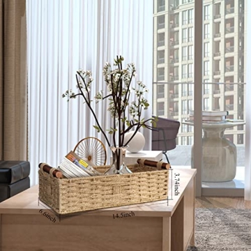 Handmade Paper Rope Storage Basket with Handle - Beige 14.5in