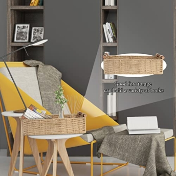 Handmade Paper Rope Storage Basket with Handle - Beige 14.5in