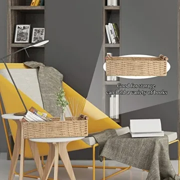 Handmade Paper Rope Storage Basket with Handle - Beige 14.5in