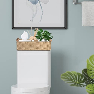 Handmade Paper Rope Storage Basket with Handle - Beige 14.5in