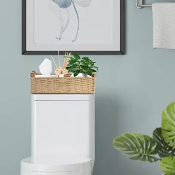 Handmade Paper Rope Storage Basket with Handle - Beige 14.5in