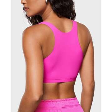 INLYRIC Women's Inbarely Soft Racerback Bralettes - 2 Ways to Wear Unlined Comfortable Smooth High Neck Scoop Neck Bra Glitter Rose Large