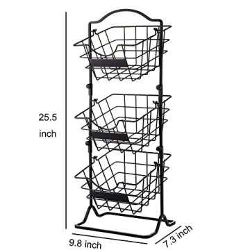 Befano 3 Tier Metal Fruit Basket for Kitchen Storage