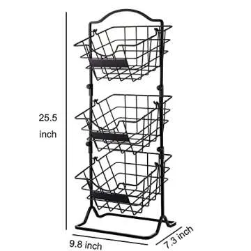 Befano 3 Tier Metal Fruit Basket for Kitchen Storage
