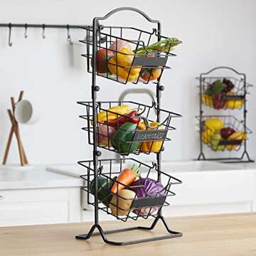 Befano 3 Tier Metal Fruit Basket for Kitchen Storage