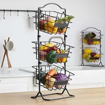 Befano 3 Tier Metal Fruit Basket for Kitchen Storage