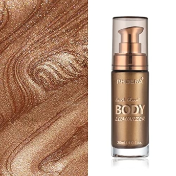 Waterproof Body Shimmer Oil with Makeup Brush Glistening Bronze
