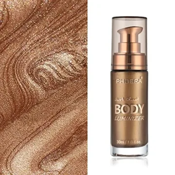 Waterproof Body Shimmer Oil with Makeup Brush Glistening Bronze
