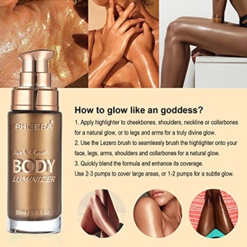 Waterproof Body Shimmer Oil with Makeup Brush Glistening Bronze