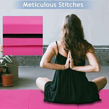 Gymnastics Mat for Kids Adults, Folding Extra Thick Tumbling Mats for Home Gym, 6’x2’ Anti-Tear Lightweight Exercise Mat with Carrying Handles, Crash Panel Mat, Pink
