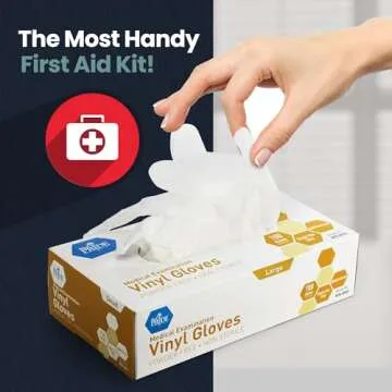 MED PRIDE Medical Vinyl Examination Gloves (Large, 100-Count) Latex & Rubber Free, Ultra-Strong, Clear Disposable Powder-Free Gloves for Healthcare & Food Handling Use