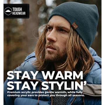 Tough Headwear Daily Knit Beanie - Beanies Hats for Men - Winter Hats for Men & Women - Warm Knitted Hats for Cold Weather & Stocking Cap