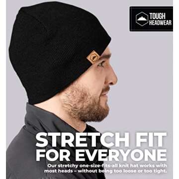 Tough Headwear Daily Knit Beanie - Beanies Hats for Men - Winter Hats for Men & Women - Warm Knitted Hats for Cold Weather & Stocking Cap