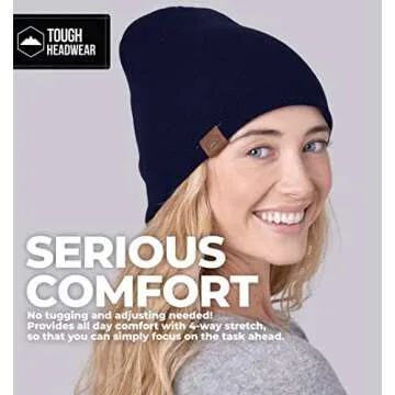 Tough Headwear Daily Knit Beanie - Beanies Hats for Men - Winter Hats for Men & Women - Warm Knitted Hats for Cold Weather & Stocking Cap