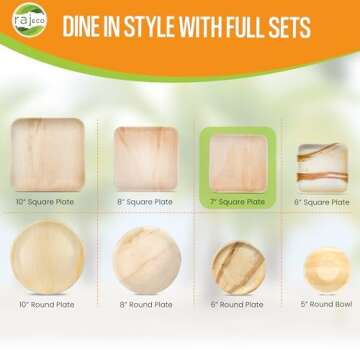 Raj Palm Leaf Plates 50-Pack Eco-Friendly Dinnerware