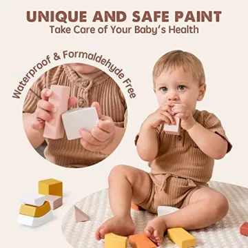 Tiny Land Wooden Building Blocks for Toddlers 1-3 - Safe & Colorful