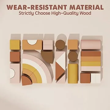 Tiny Land Wooden Building Blocks for Toddlers 1-3 - Safe & Colorful