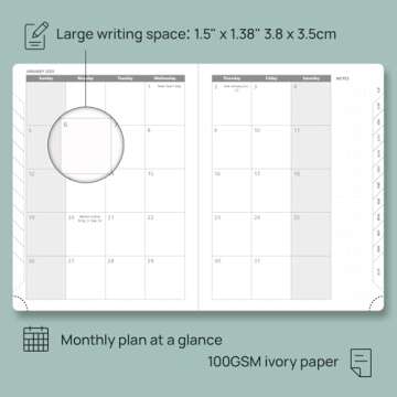 POPRUN Planner 2024-2025 (6.5'' x 8.5'') Academic Year Calendar (July 2024 - June 2025) with Hourly Time Slots, 2024 Weekly Planner for time Management, Leather Soft Cover - Pacific Green