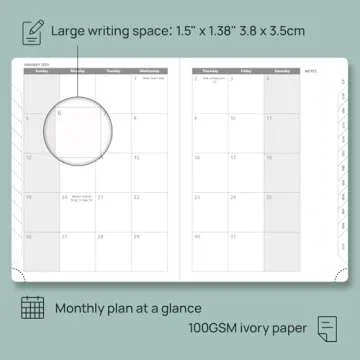 POPRUN Planner 2024-2025 (6.5'' x 8.5'') Academic Year Calendar (July 2024 - June 2025) with Hourly Time Slots, 2024 Weekly Planner for time Management, Leather Soft Cover - Pacific Green