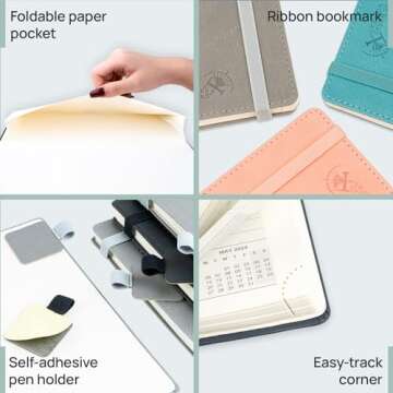 POPRUN Planner 2024-2025 (6.5'' x 8.5'') Academic Year Calendar (July 2024 - June 2025) with Hourly Time Slots, 2024 Weekly Planner for time Management, Leather Soft Cover - Pacific Green