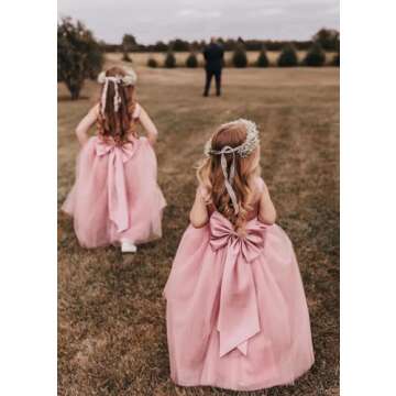 MCieloLuna Backless Bow-Knot Flower Girl Dresses for Wedding Birthday Party First Communion Dress Tu...